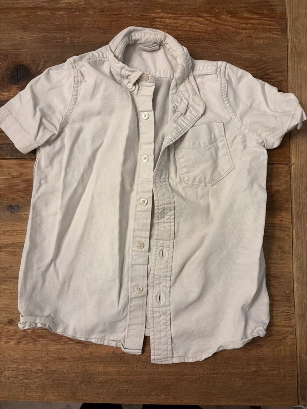 Gap Kids Boys S (6-7) Light Gray Short-Sleeve Button-Down Shirt